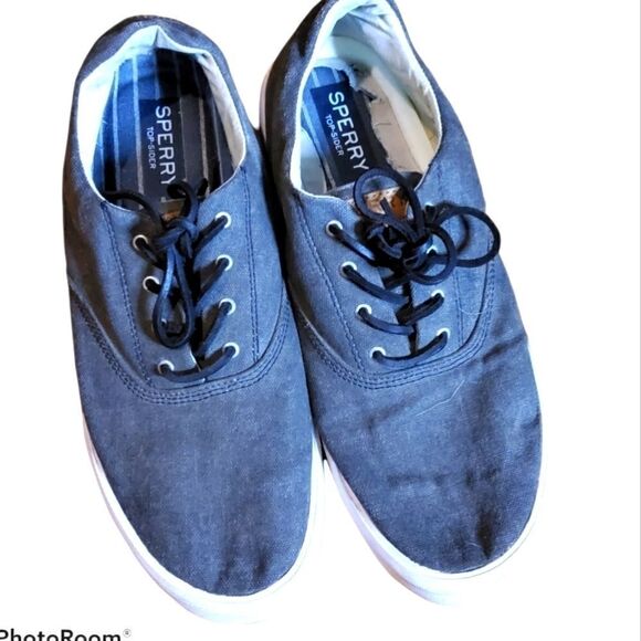 Sperry Charcoal Gray Canvas Low Top Sneakers - Picture 2 of 9